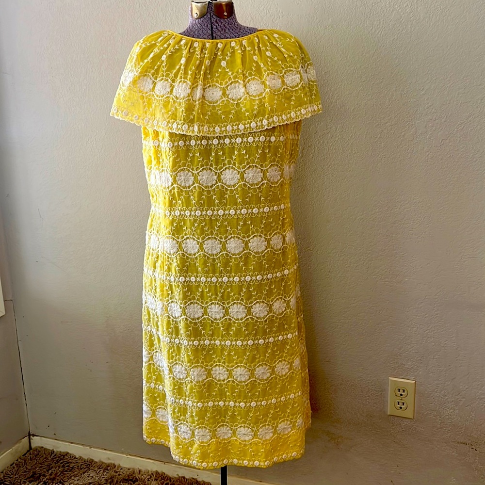 1960s cotton dress yellow Henry Lee dress vintage size 16